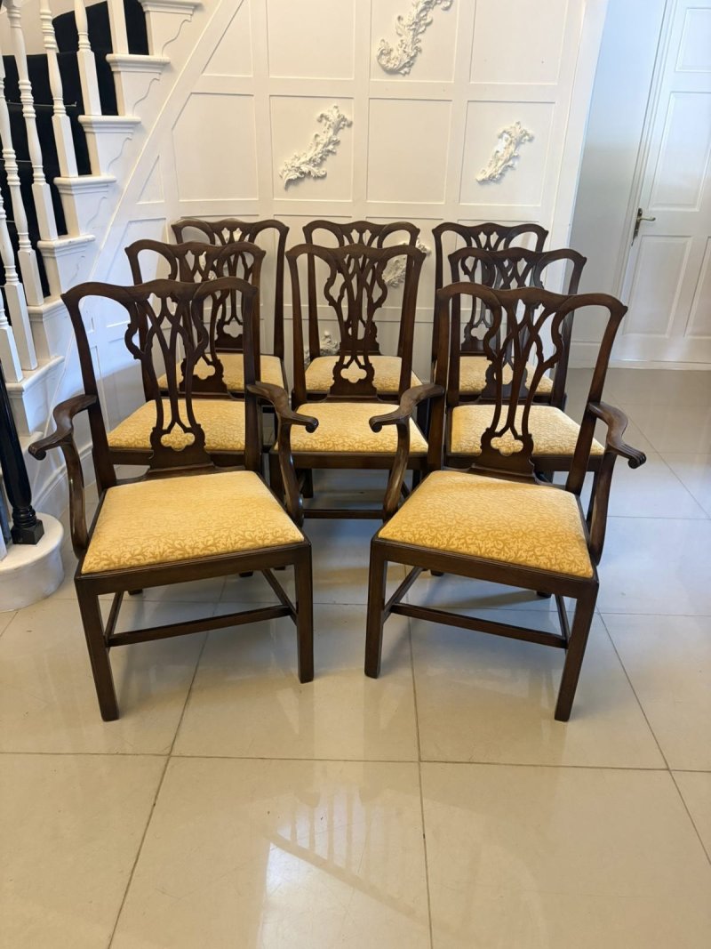 Antique Victorian Mahogany Dining Chairs Set of Eight 6 Singles 2 Carvers English - Image 2