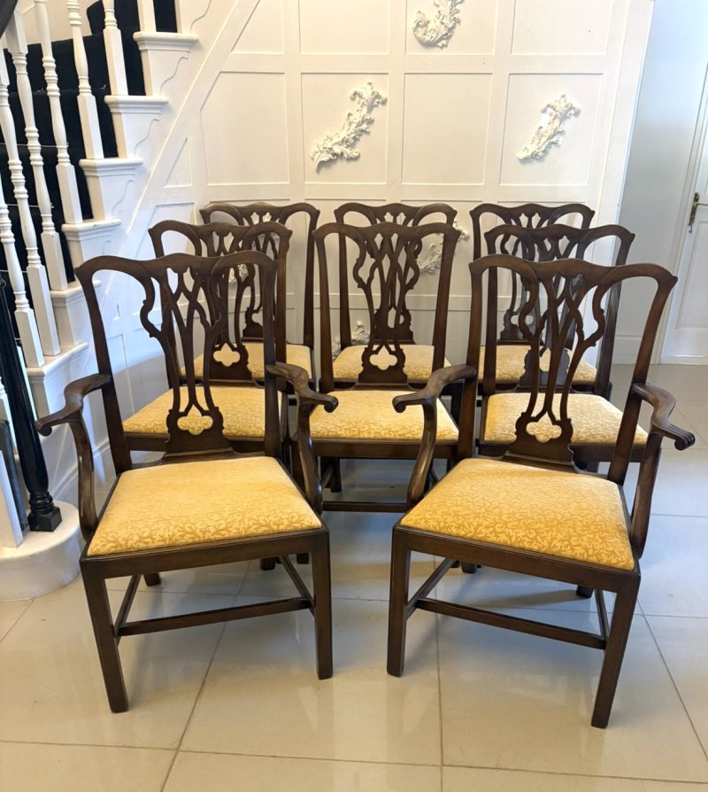 Antique Victorian Mahogany Dining Chairs Set of Eight 6 Singles 2 Carvers English