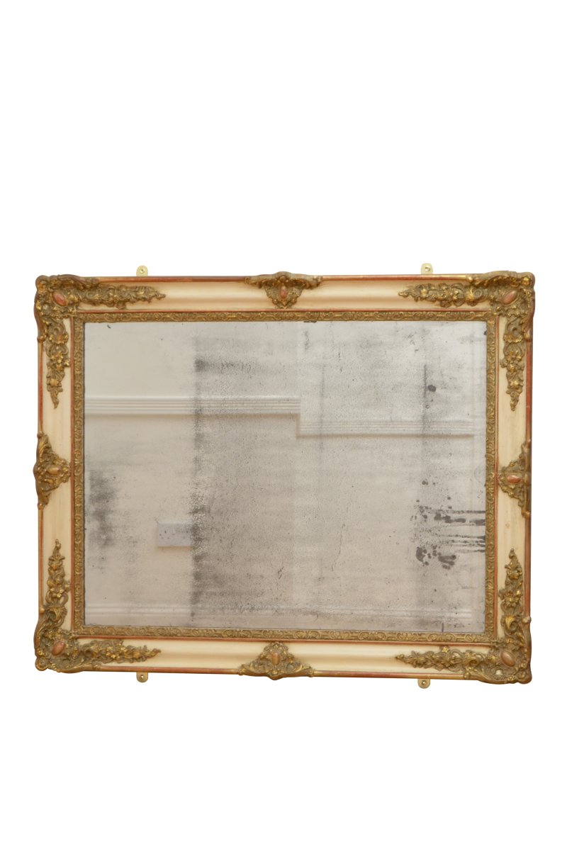Edit: French Antique Wall Mirror with Original Glass Restored in Good condition H107cm - Image 4