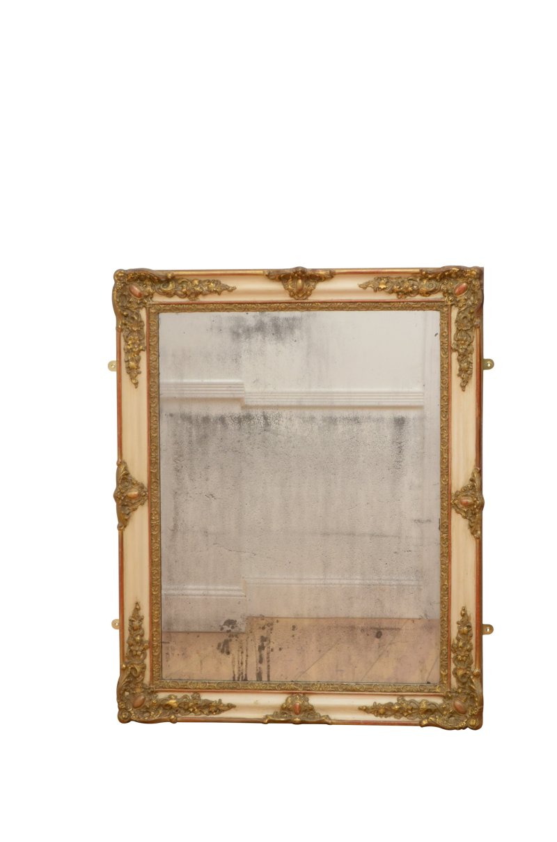 Edit: French Antique Wall Mirror with Original Glass Restored in Good condition H107cm - Image 5