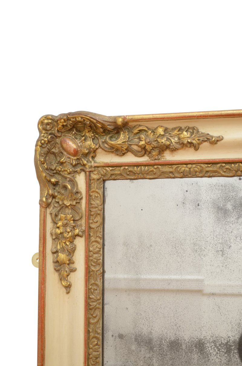 Edit: French Antique Wall Mirror with Original Glass Restored in Good condition H107cm - Image 9