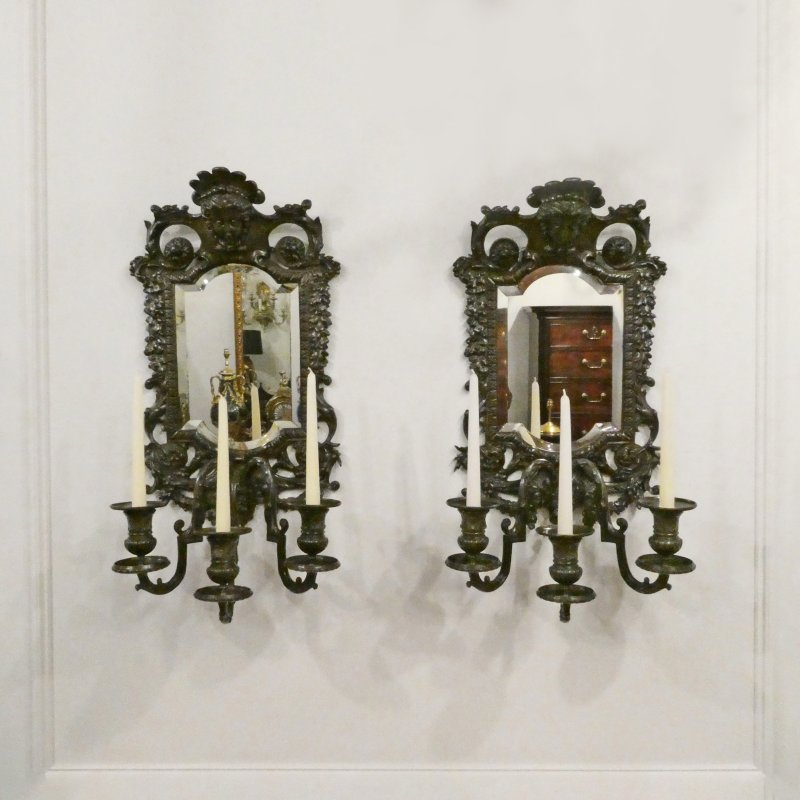 Pair of French 19th Century Bronze Girandoles