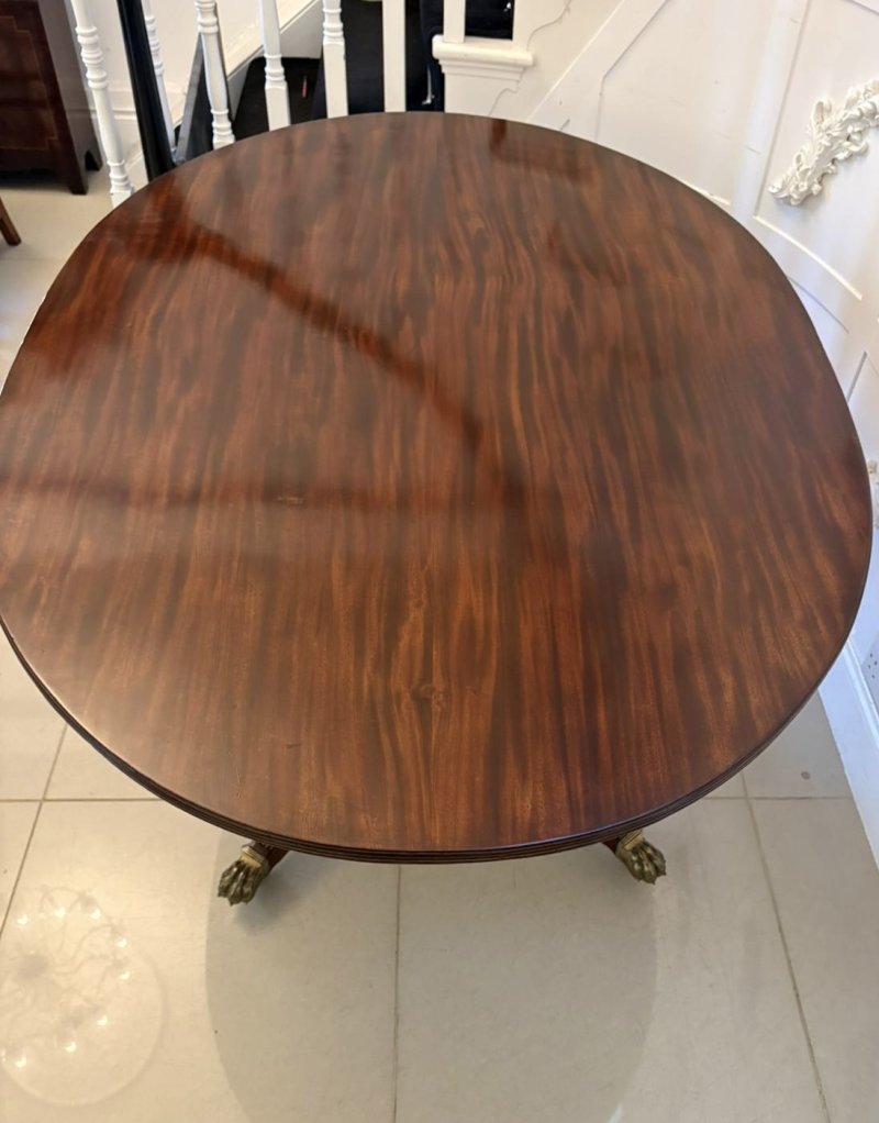 Antique English Regency Oval Tilt Top Figured Mahogany Dining Table 6 Seater - Image 8