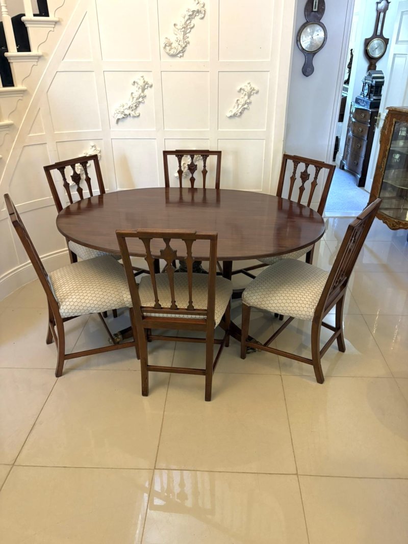 Antique English Regency Oval Tilt Top Figured Mahogany Dining Table 6 Seater - Image 4