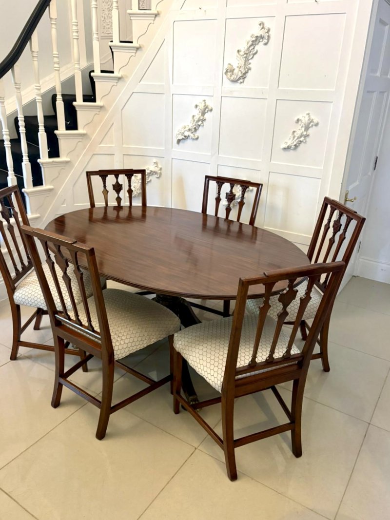 Antique English Regency Oval Tilt Top Figured Mahogany Dining Table 6 Seater - Image 3
