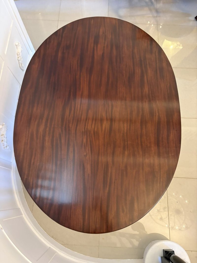 Antique English Regency Oval Tilt Top Figured Mahogany Dining Table 6 Seater - Image 11