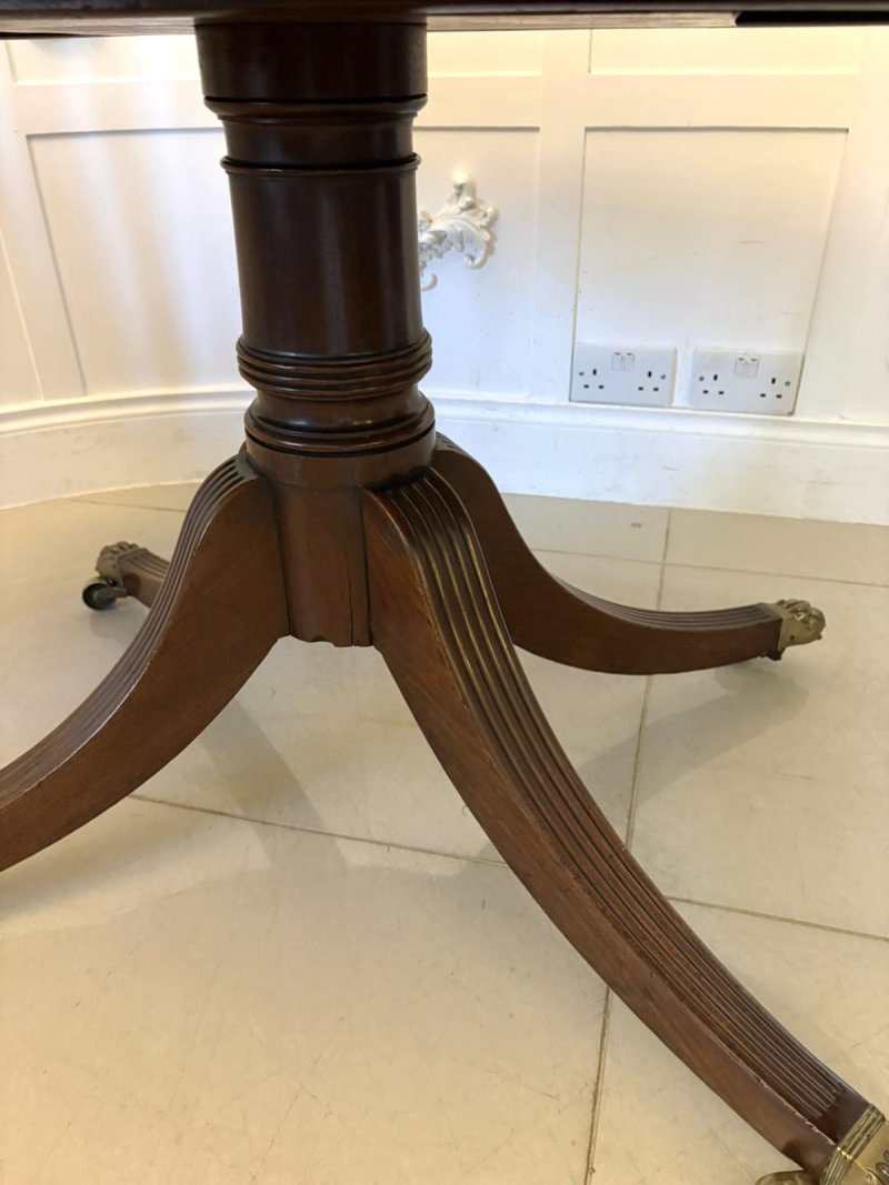 Antique English Regency Oval Tilt Top Figured Mahogany Dining Table 6 Seater - Image 13