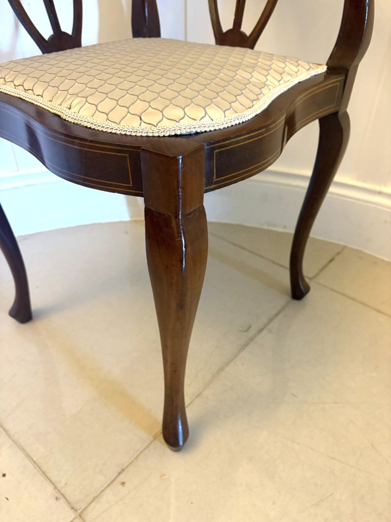 Antique Edwardian Inlaid Mahogany Corner Chairs Set of 4 Occasional Salon Chairs - Image 14
