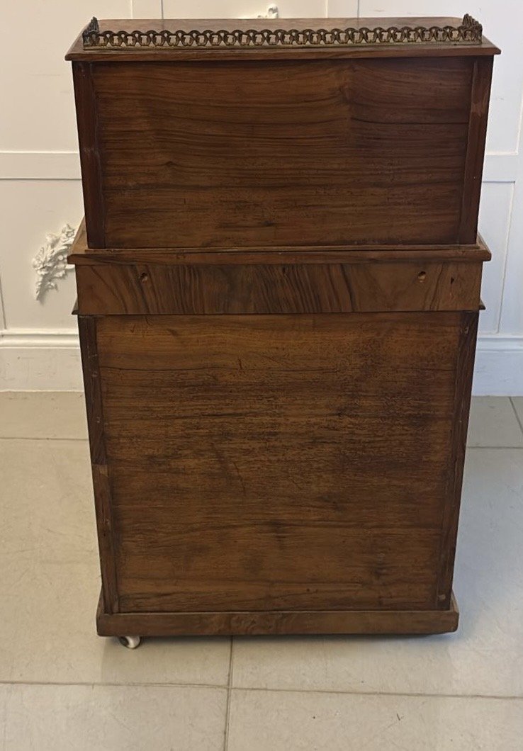 Antique Victorian Burr Walnut Davenport Desk Writing Table Stationery Cabinet - Image 11
