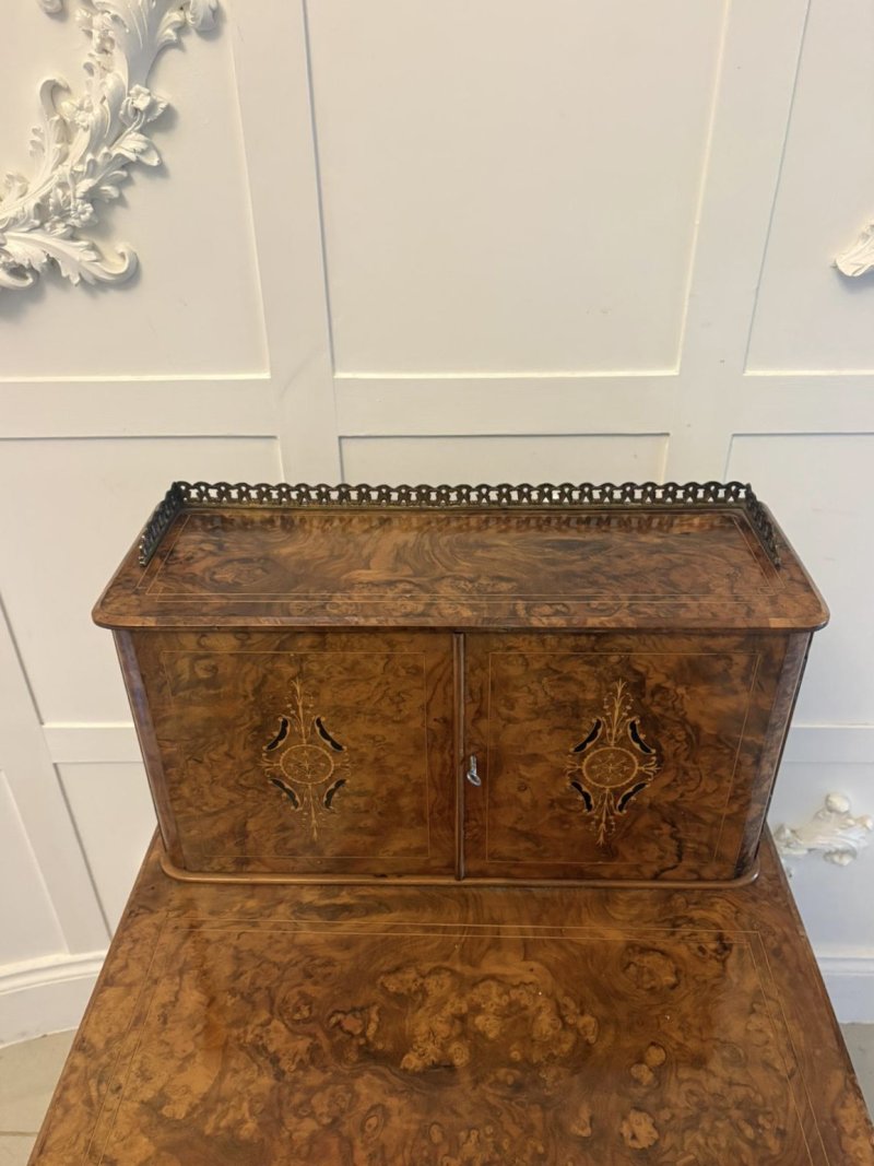Antique Victorian Burr Walnut Davenport Desk Writing Table Stationery Cabinet - Image 16
