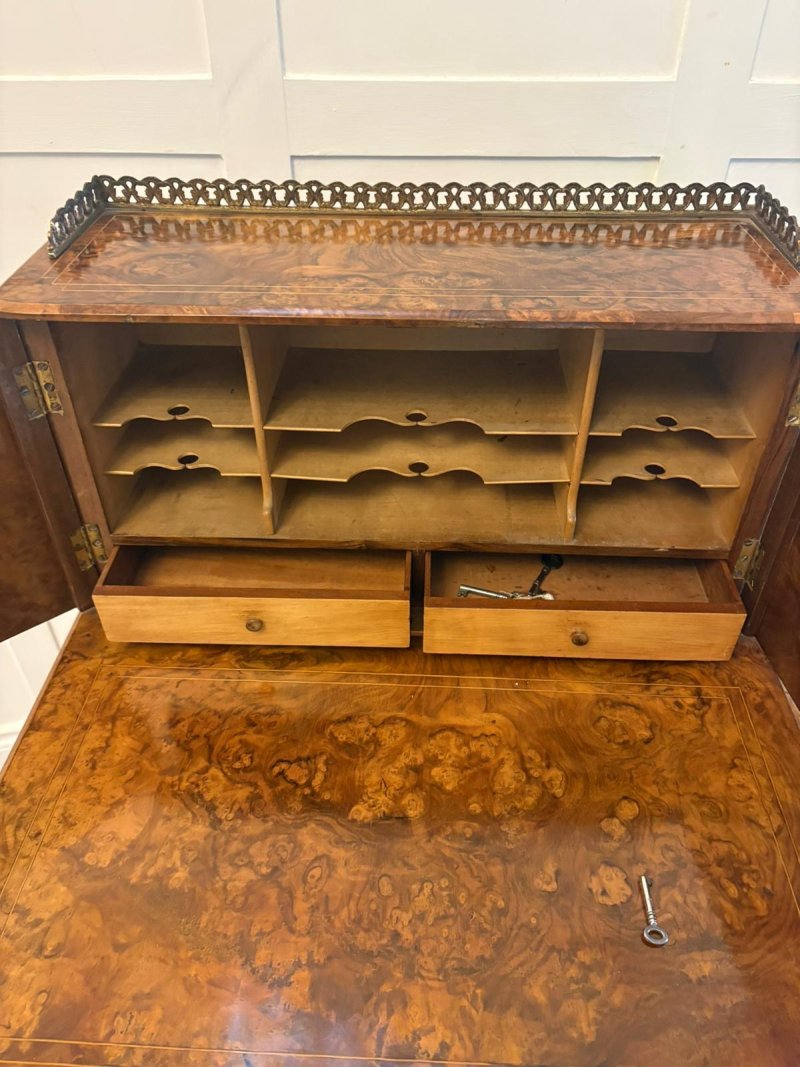 Antique Victorian Burr Walnut Davenport Desk Writing Table Stationery Cabinet - Image 19