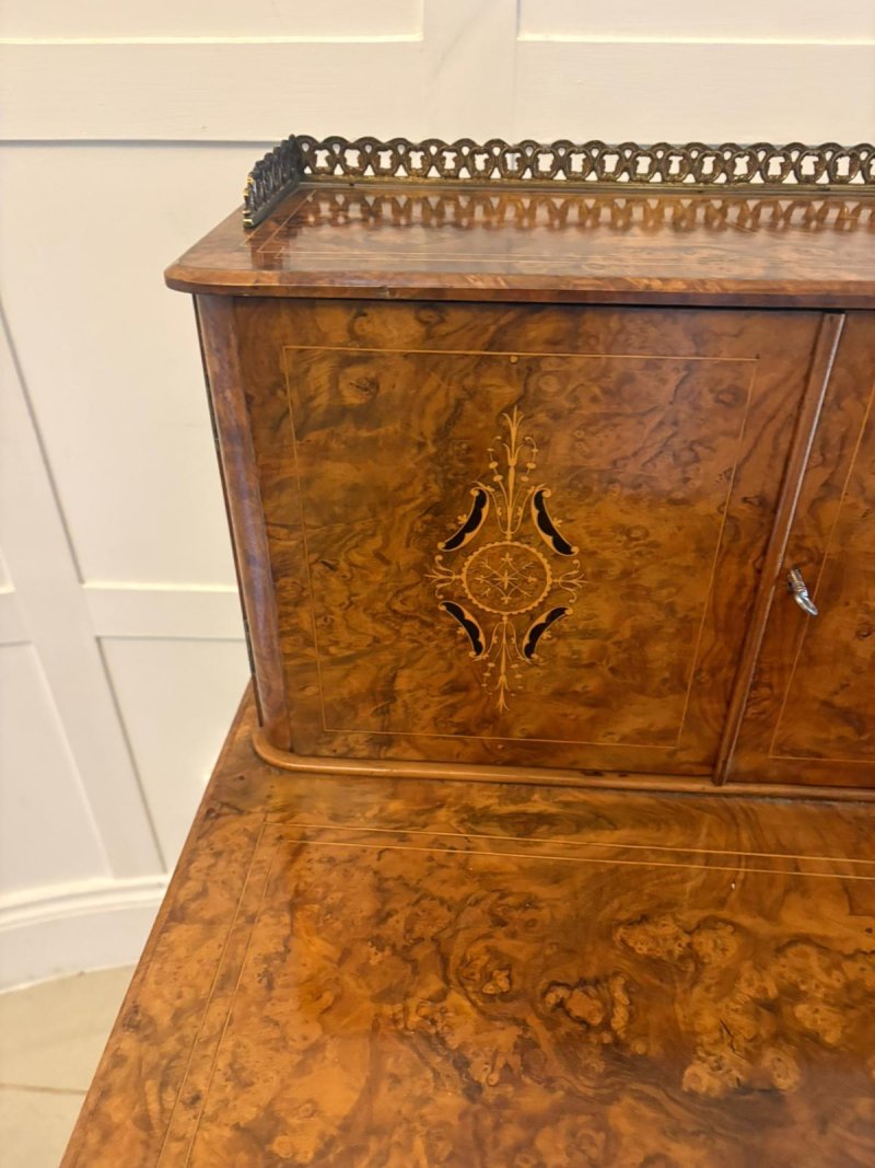 Antique Victorian Burr Walnut Davenport Desk Writing Table Stationery Cabinet - Image 12