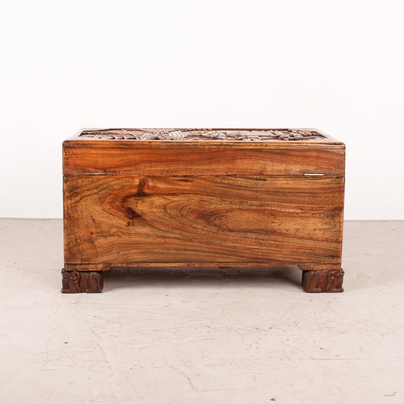 Richly Carved Oriental Camphorwood Trunk - Image 7