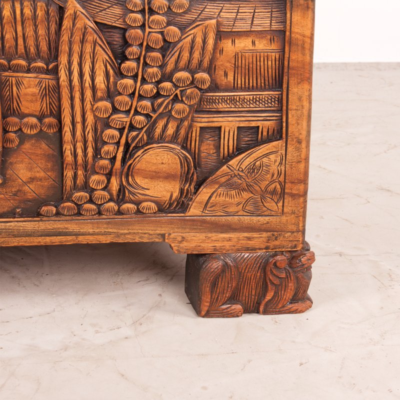 Richly Carved Oriental Camphorwood Trunk - Image 10