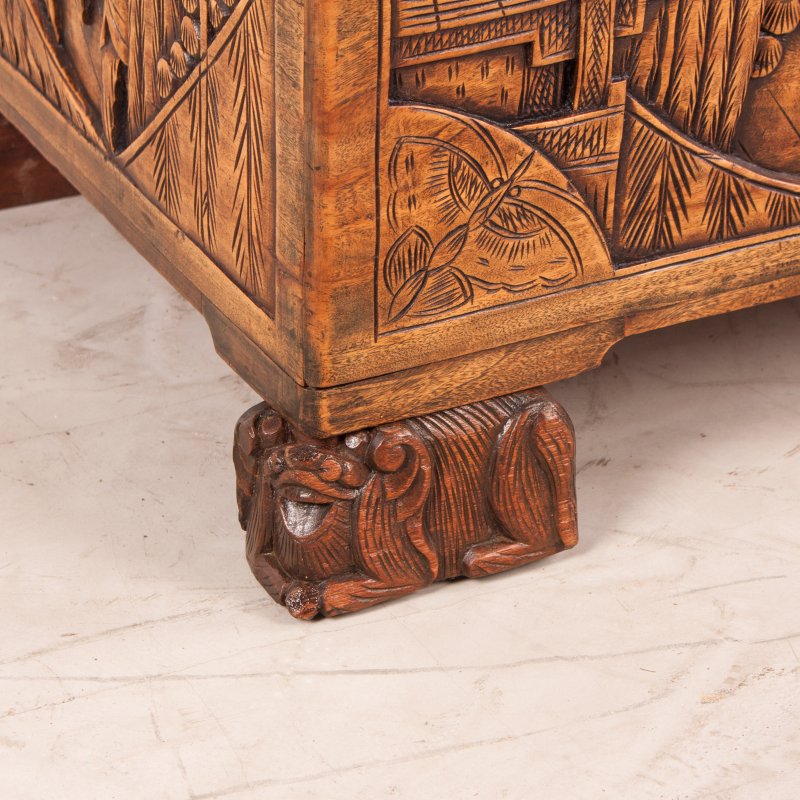 Richly Carved Oriental Camphorwood Trunk - Image 14