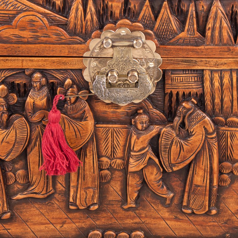 Richly Carved Oriental Camphorwood Trunk - Image 17