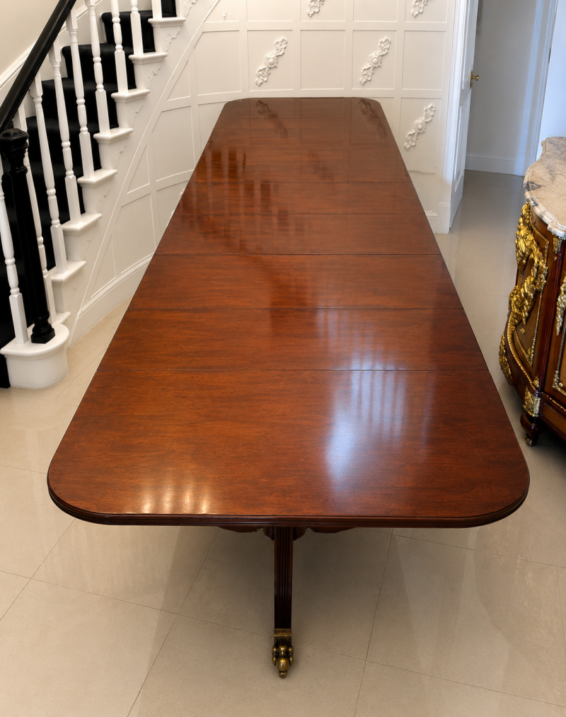 Antique English Mahogany Banquet Dining Table 22/24 Seater 4 Pedestal 3 Leaves 75 x 130 x 554 cm - Image 4