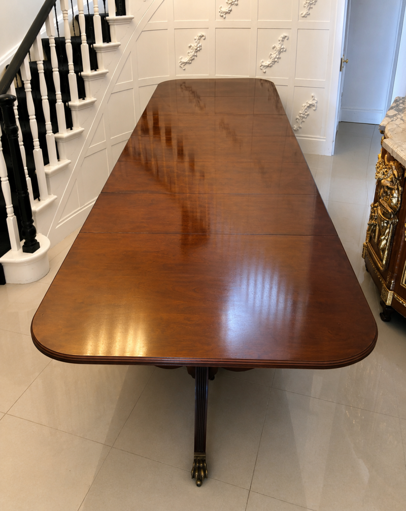 Antique English Mahogany Banquet Dining Table 22/24 Seater 4 Pedestal 3 Leaves 75 x 130 x 554 cm - Image 6