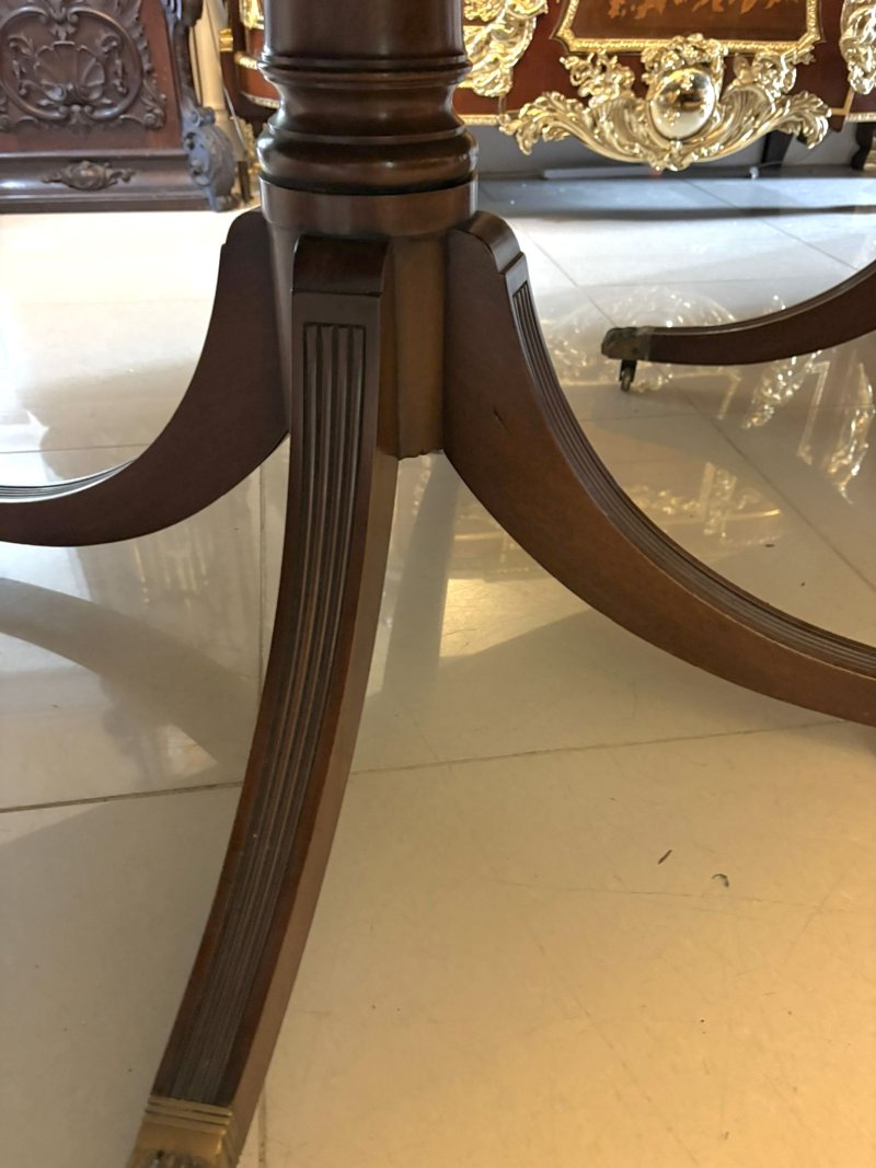 Antique English Mahogany Banquet Dining Table 22/24 Seater 4 Pedestal 3 Leaves 75 x 130 x 554 cm - Image 10