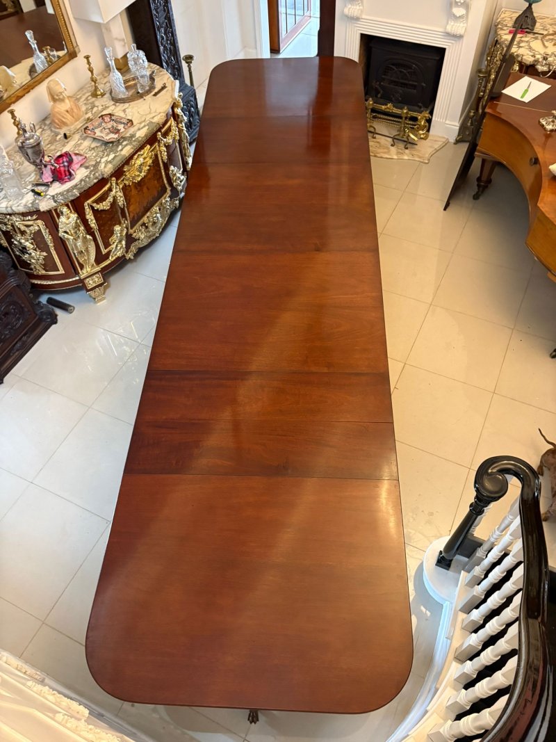 Antique English Mahogany Banquet Dining Table 22/24 Seater 4 Pedestal 3 Leaves 75 x 130 x 554 cm - Image 3