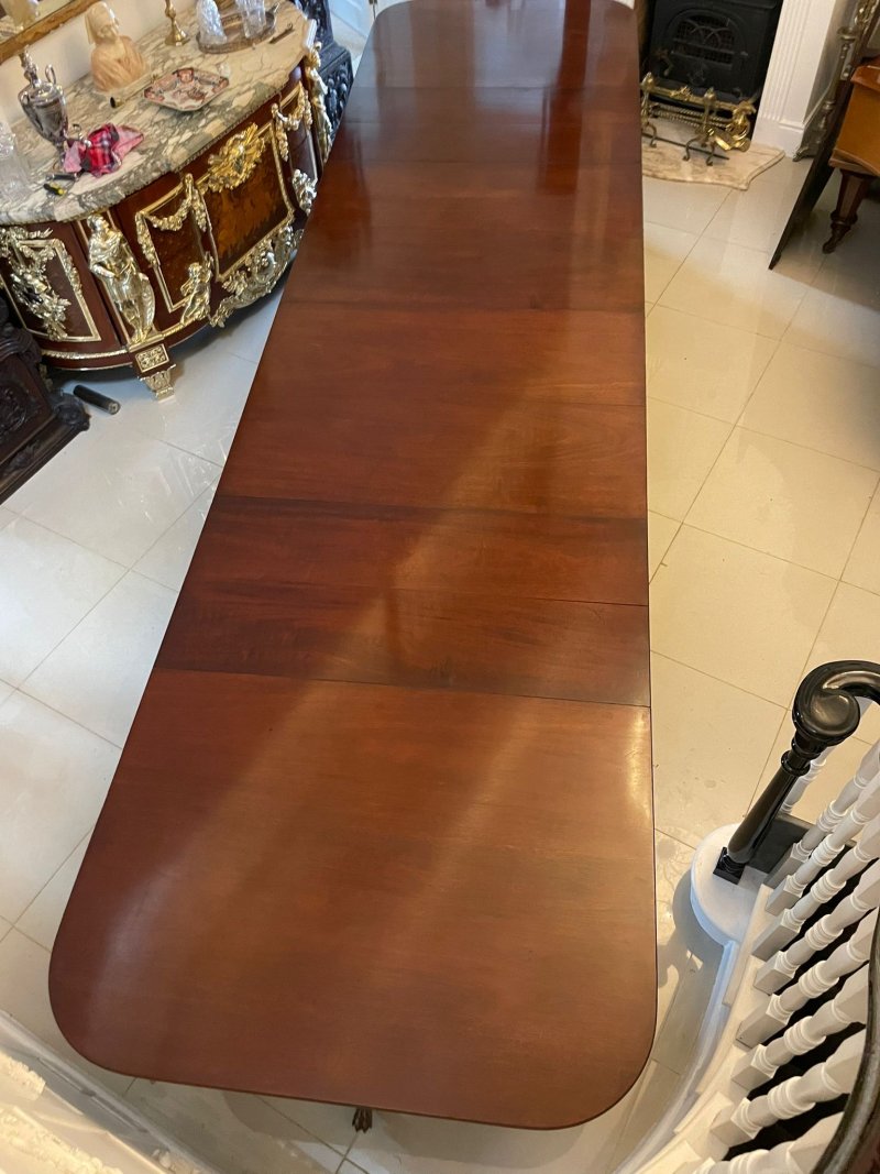 Antique English Mahogany Banquet Dining Table 22/24 Seater 4 Pedestal 3 Leaves 75 x 130 x 554 cm - Image 5