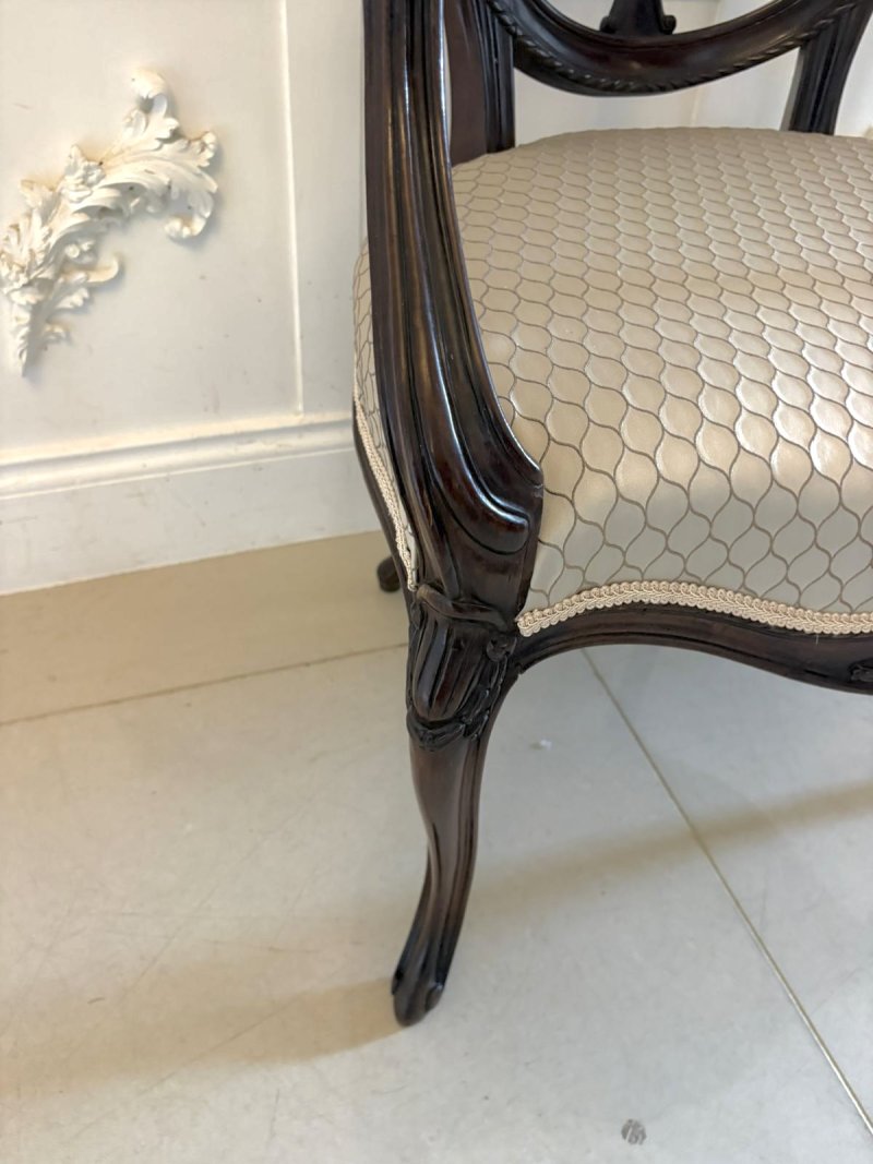 Antique Pair of Victorian Carved Mahogany Spider Web Back Desk Chairs - Image 8