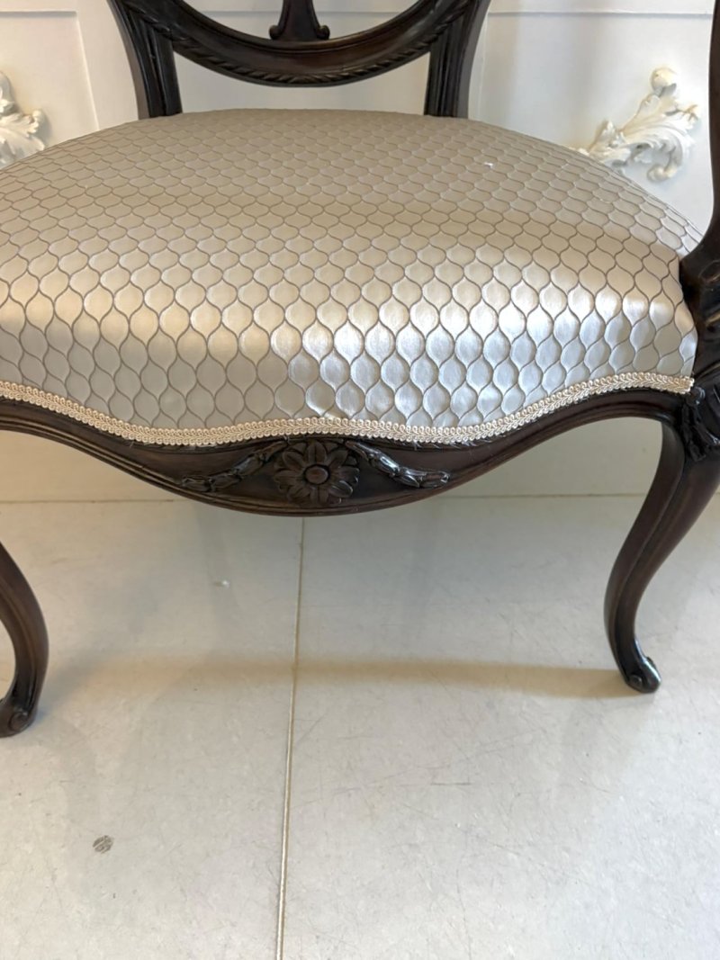 Antique Pair of Victorian Carved Mahogany Spider Web Back Desk Chairs - Image 14