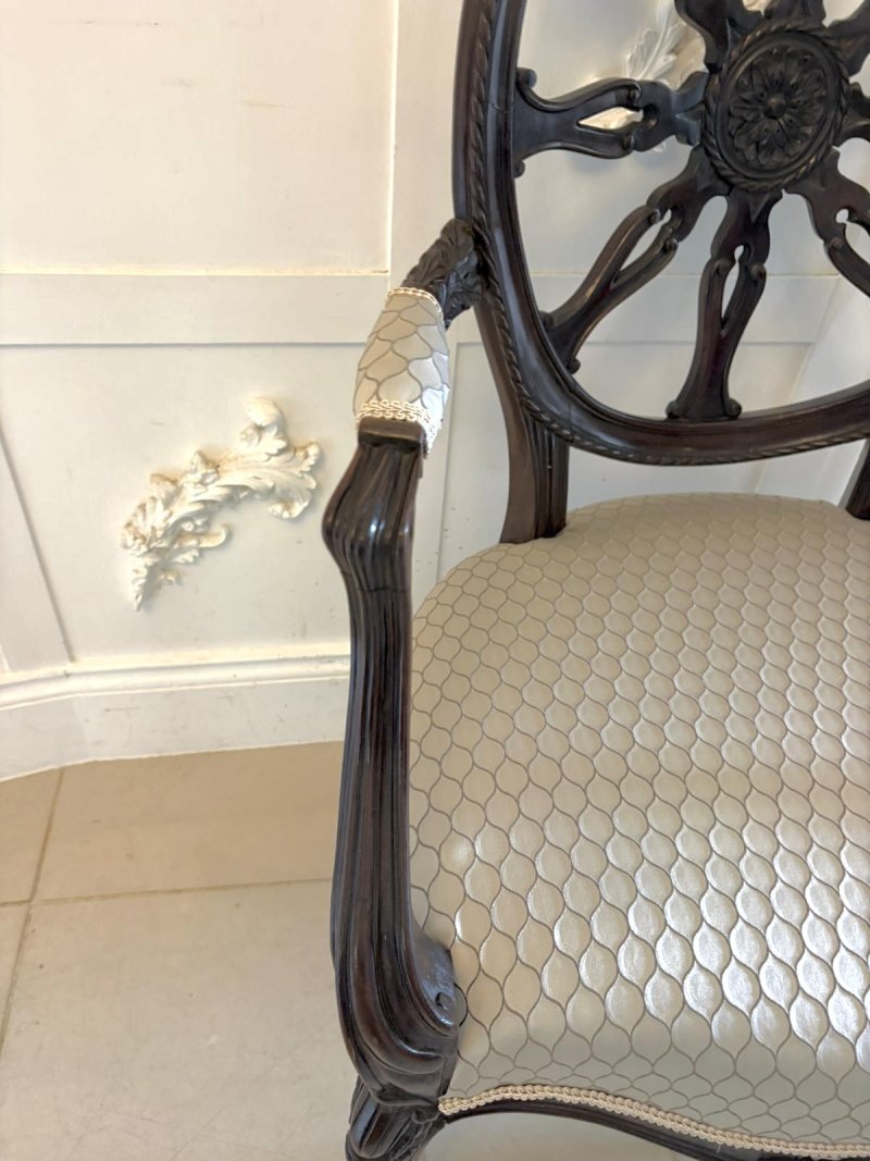 Antique Pair of Victorian Carved Mahogany Spider Web Back Desk Chairs - Image 11