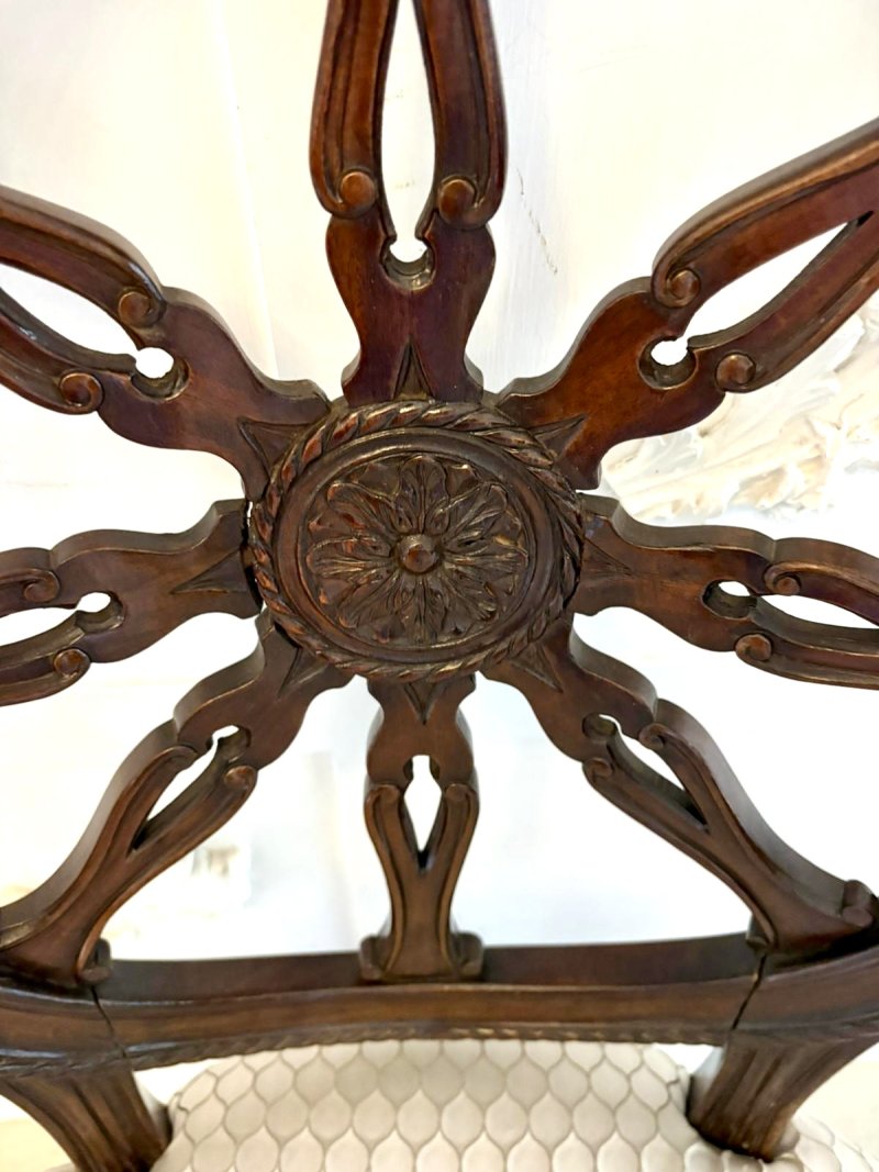 Antique Pair of Victorian Carved Mahogany Spider Web Back Desk Chairs - Image 13
