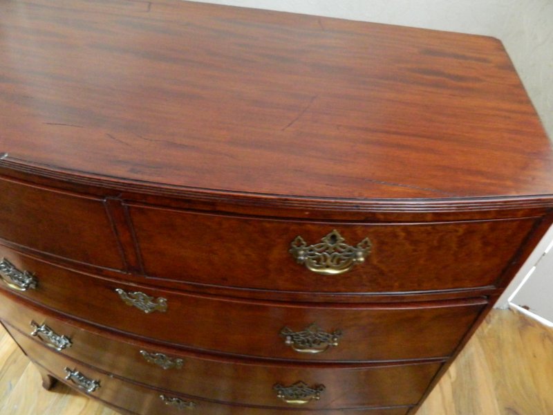 Regency Mahogany Bow Front Chest of Drawers - Image 14