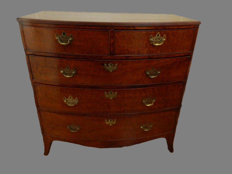Regency Mahogany Bow Front Chest of Drawers - Image 25