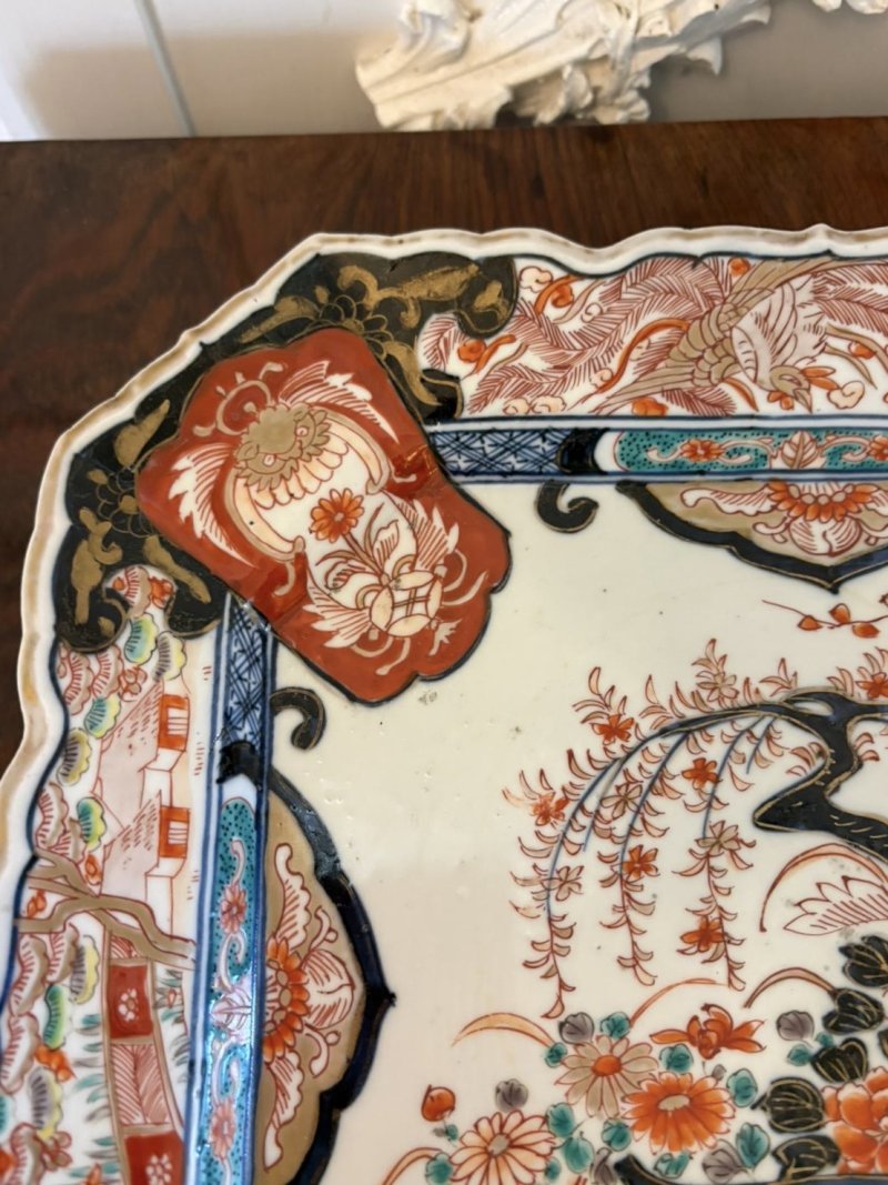 Antique Japanese Imari Porcelain Charger Plate Hand Painted Floral Bird Design Decorative Dish - Image 6
