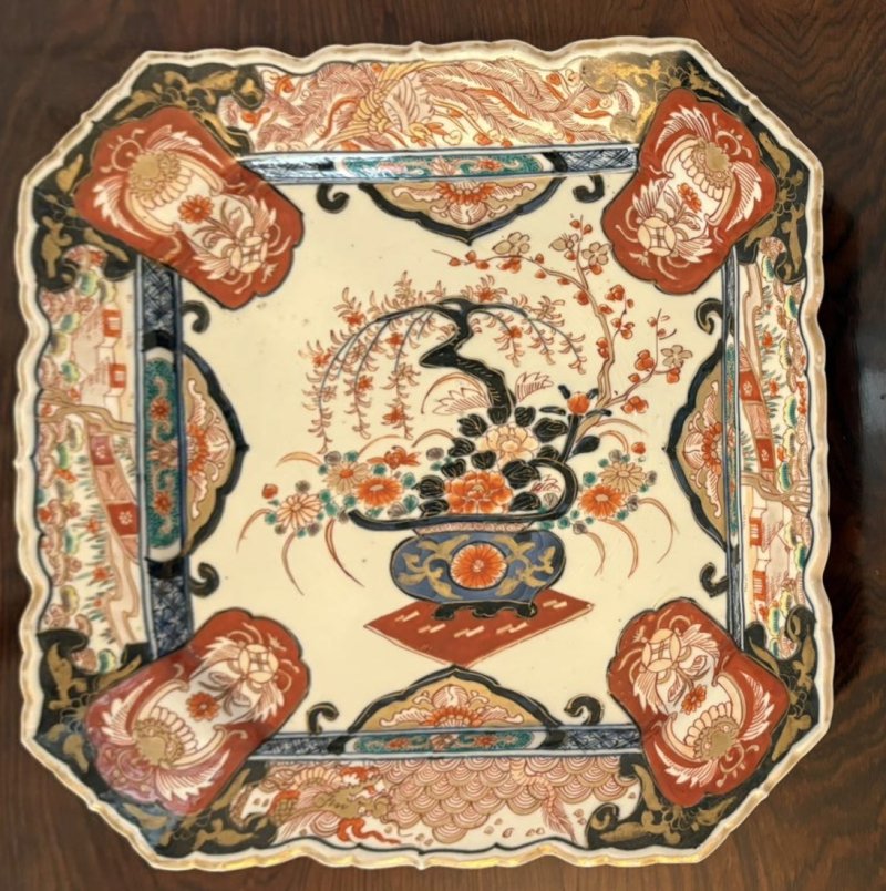 Antique Japanese Imari Porcelain Charger Plate Hand Painted Floral Bird Design Decorative Dish - Image 3