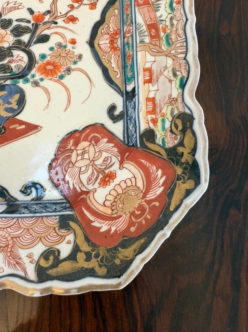 Antique Japanese Imari Porcelain Charger Plate Hand Painted Floral Bird Design Decorative Dish - Image 8