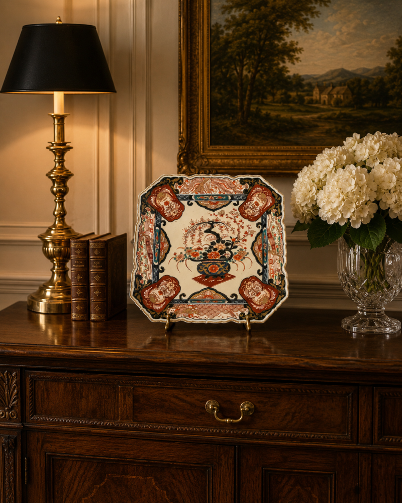 Antique Japanese Imari Porcelain Charger Plate Hand Painted Floral Bird Design Decorative Dish - Image 10