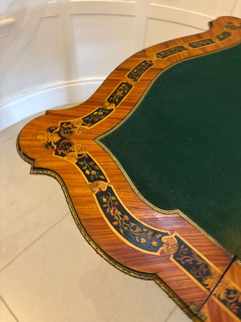 Antique French Kingwood Marquetry Card Table Console Table Ormolu Mounted Louis XV Style - Image 14