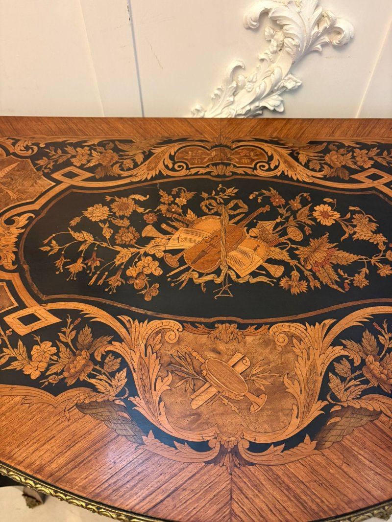 Antique French Kingwood Marquetry Card Table Console Table Ormolu Mounted Louis XV Style - Image 22