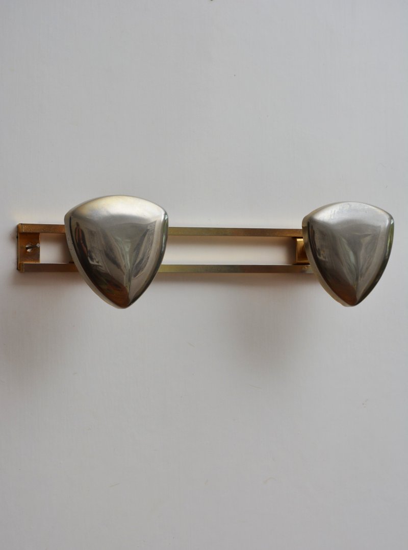 Art Deco Coat Hooks Shield Shaped Gold and Silver Metal