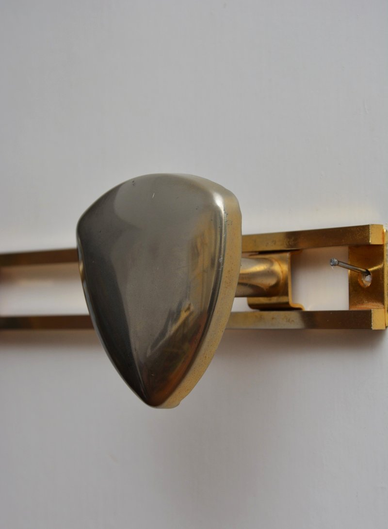 Art Deco Coat Hooks Shield Shaped Gold and Silver Metal - Image 3