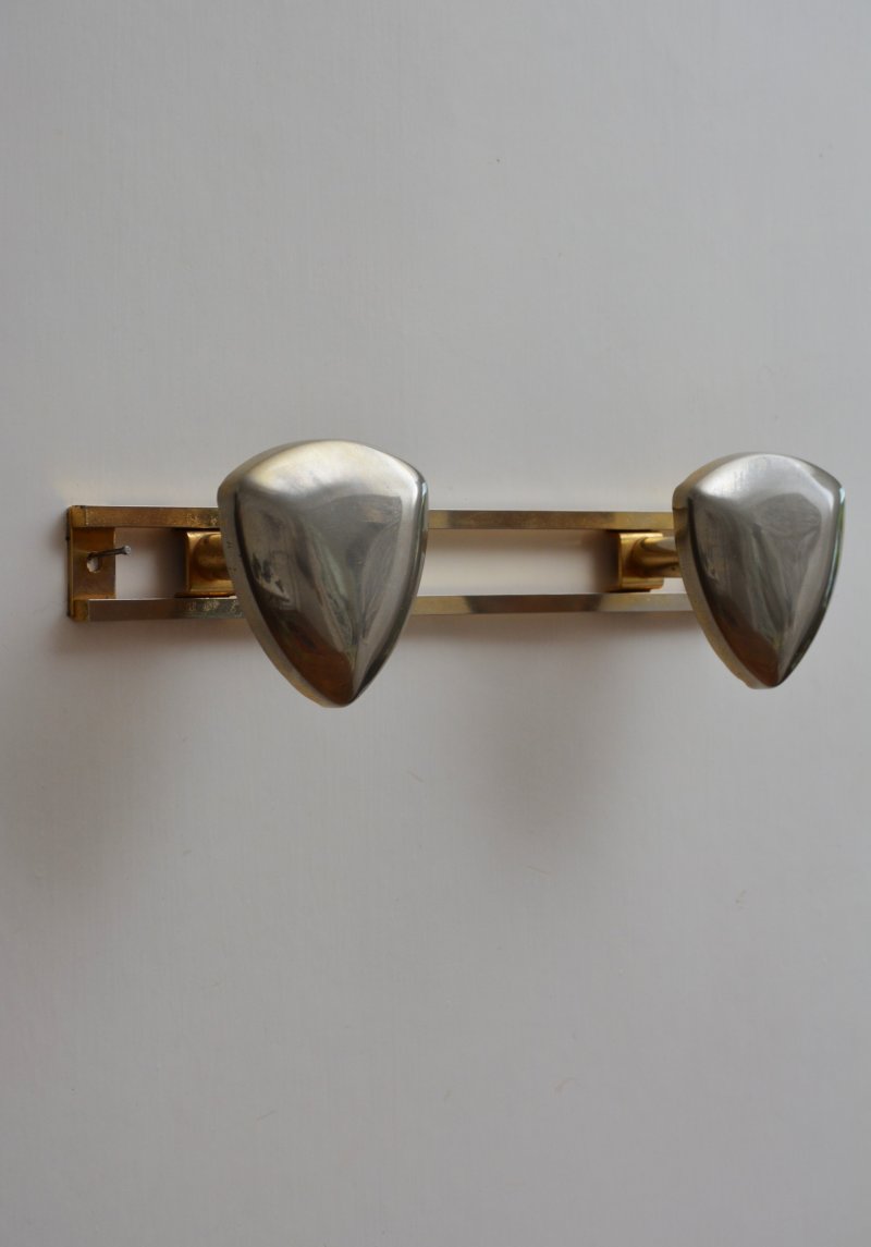 Art Deco Coat Hooks Shield Shaped Gold and Silver Metal - Image 4
