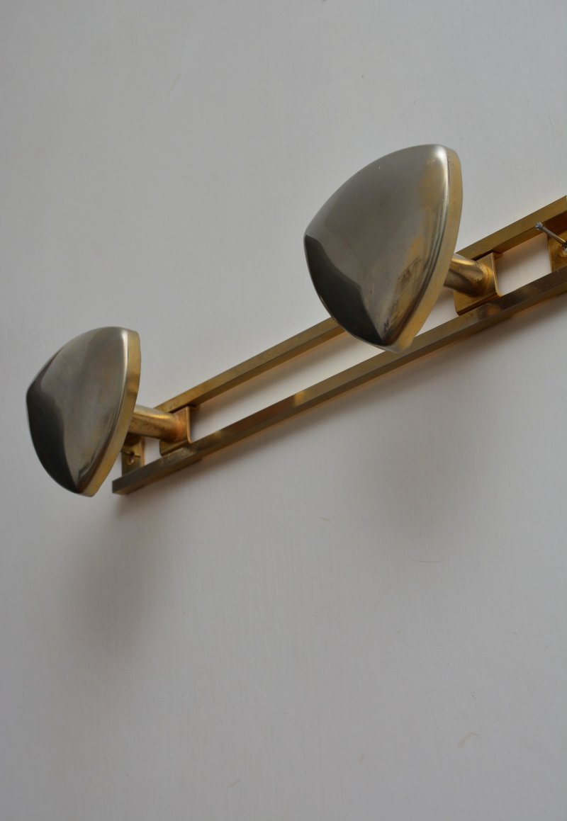 Art Deco Coat Hooks Shield Shaped Gold and Silver Metal - Image 5