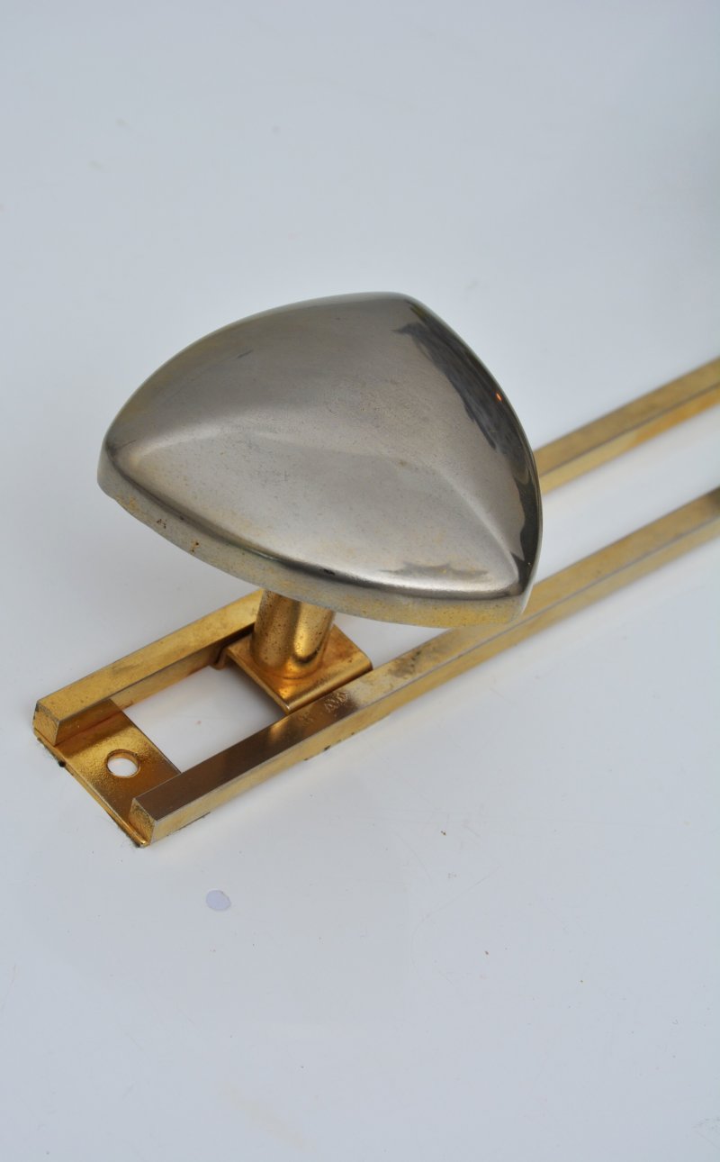 Art Deco Coat Hooks Shield Shaped Gold and Silver Metal - Image 6