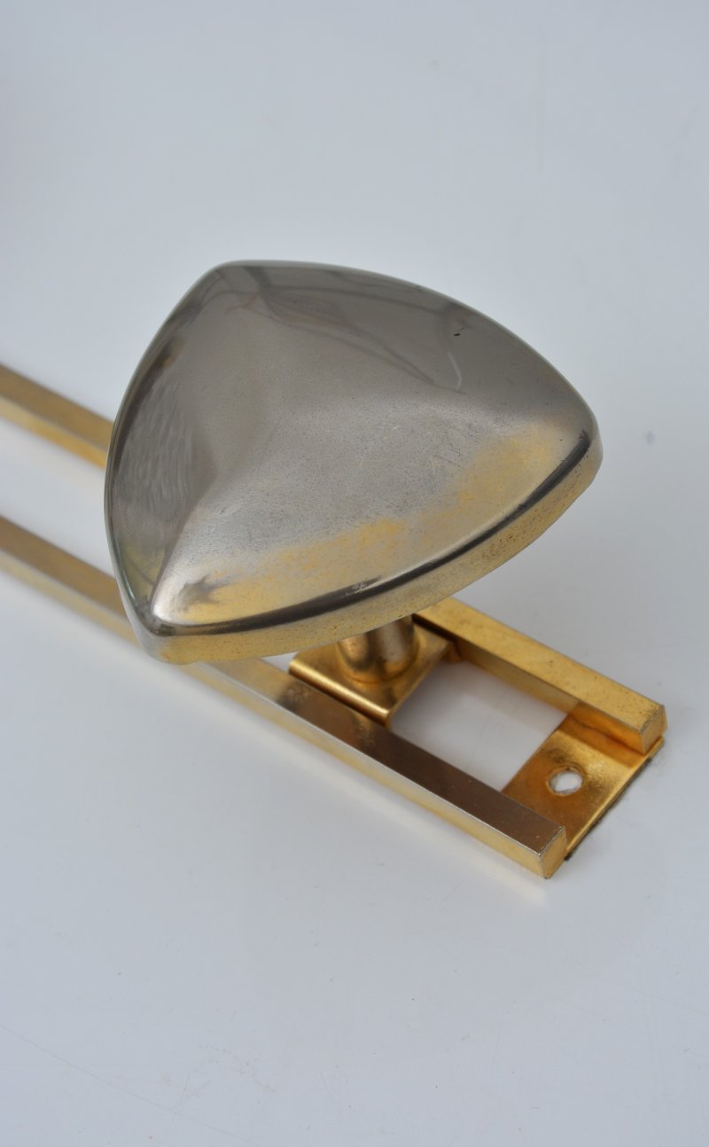Art Deco Coat Hooks Shield Shaped Gold and Silver Metal - Image 7