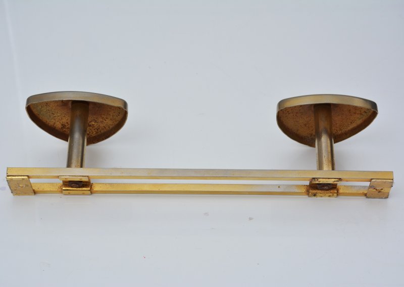Art Deco Coat Hooks Shield Shaped Gold and Silver Metal - Image 8