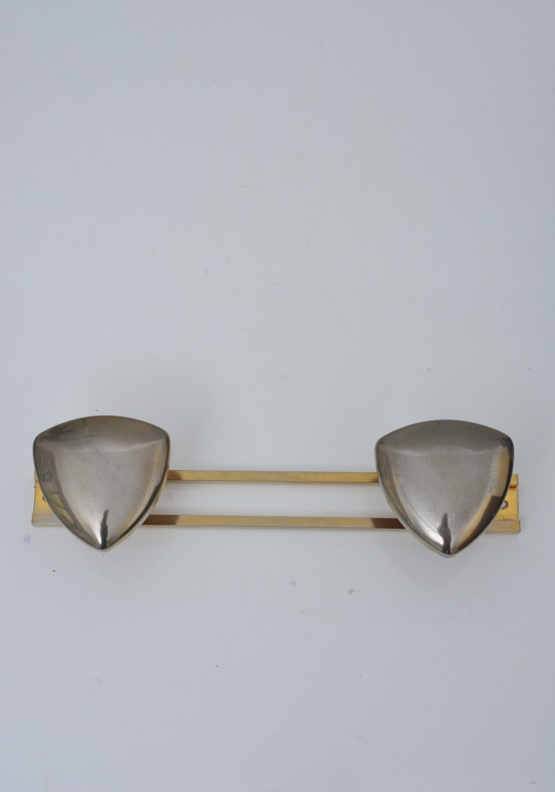 Art Deco Coat Hooks Shield Shaped Gold and Silver Metal - Image 10