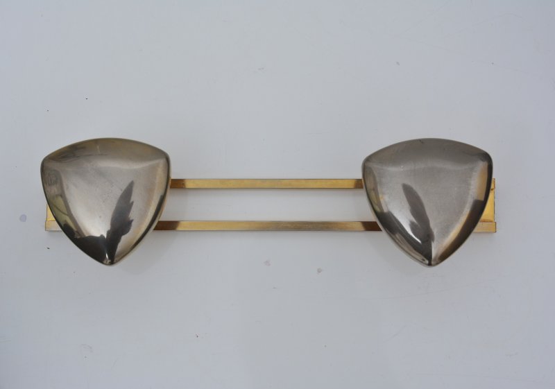 Art Deco Coat Hooks Shield Shaped Gold and Silver Metal - Image 11