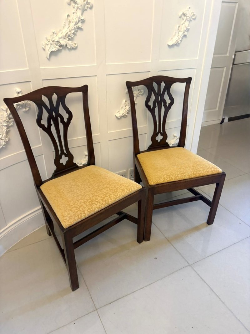 Antique Georgian Mahogany Side Chairs Pair English - Image 3