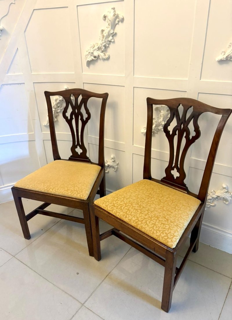 Antique Georgian Mahogany Side Chairs Pair English - Image 4