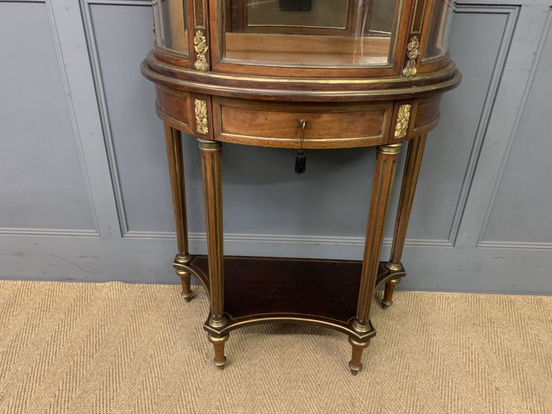 Demi Lune Brass Inlaid French Mahogany Vitrine - Image 17