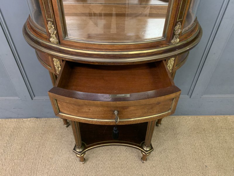 Demi Lune Brass Inlaid French Mahogany Vitrine - Image 6